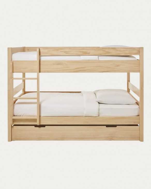 Litera de madera con cama canguro