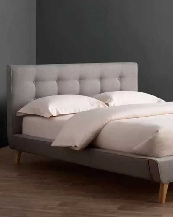 Cama tapizada gris modelo Habana