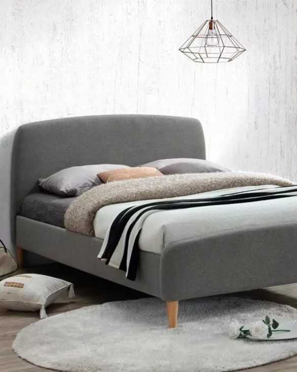 Cama tapizada tela color gris modelo Ontario