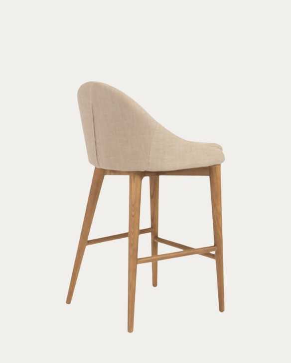 Taburete tapizado fabricado con madera de pino