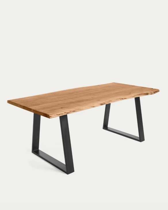 Mesa rectangular de madera y herrería hecha en México