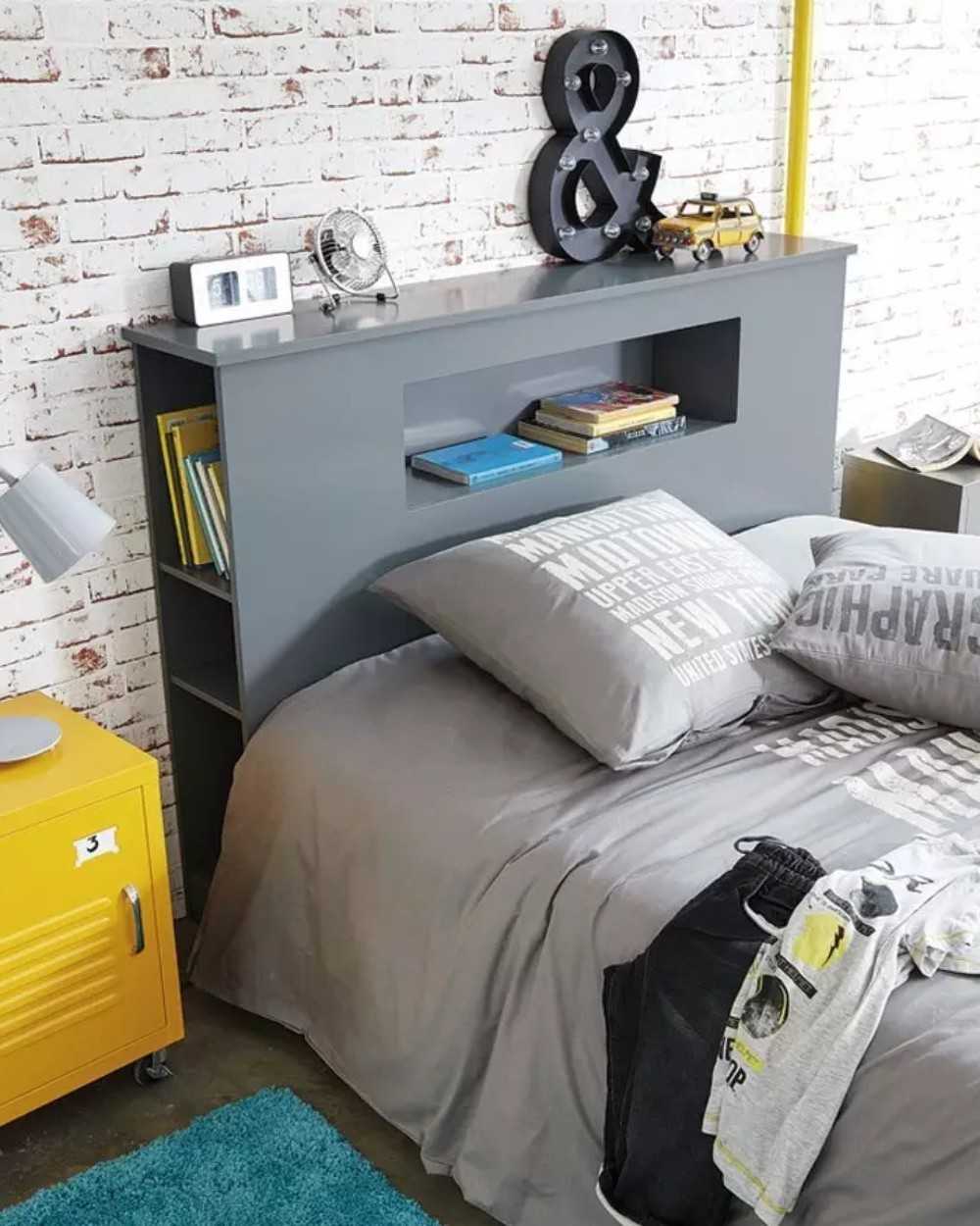 Cabecera negra madera tipo librero