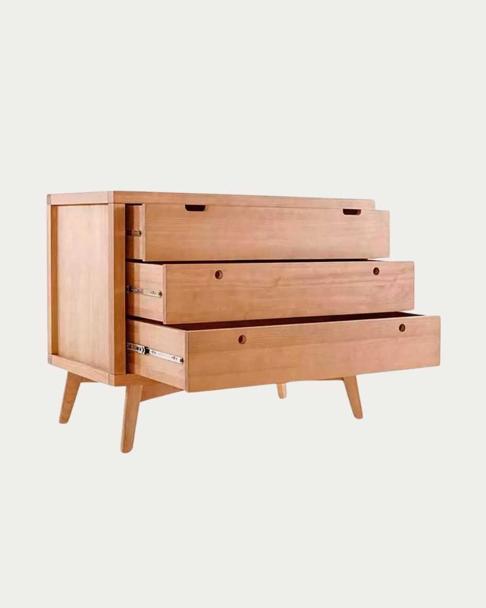 Cajonera con cajones de madera y guías metálicas