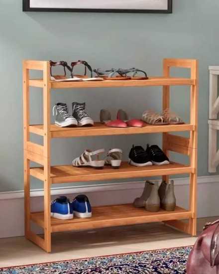 Organiza 12 pares de zapatos en este rack modular de madera. 2