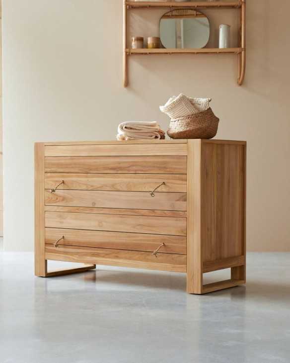 Amplia cómoda cajonera de madera de teca