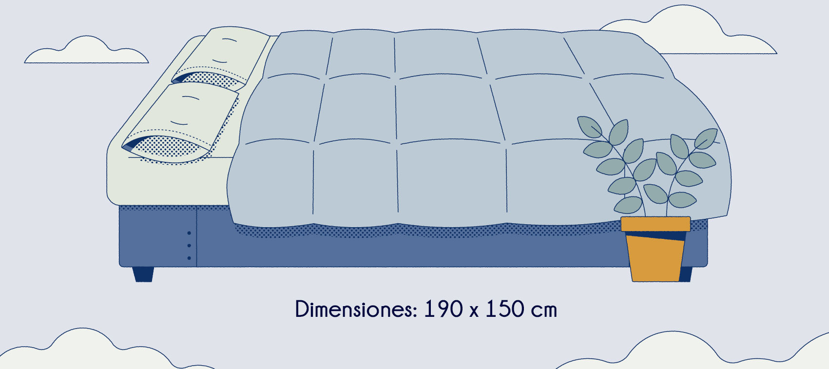 Dimensiones cama tamaño Queensize